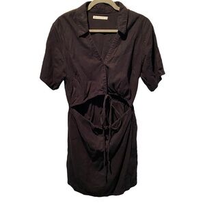 Abercrombie & Fitch Black Wrap Tie Linen‎ Blend Cut Out Mini Dress Medium